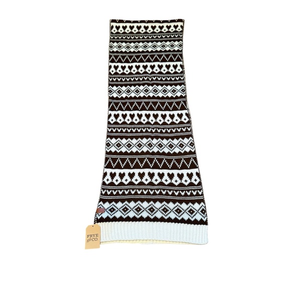 NWT Frye And Co Fair Isle Winter Scarf Cream Brown - Picture 2 of 11